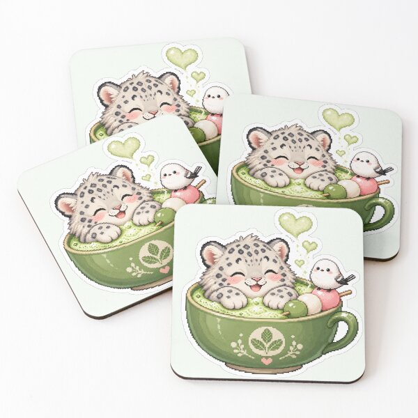 Item preview, Cozy Snow Leopard Matcha Cup Sticker designed and sold by CozyPixel-J.