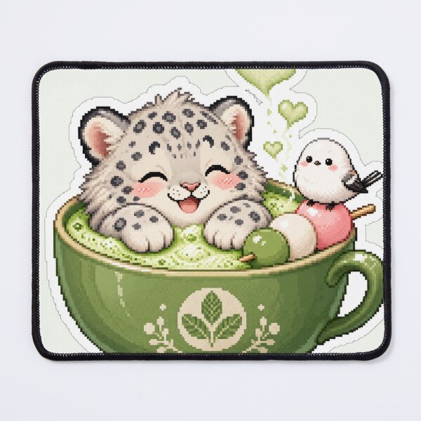 Item preview, Cozy Snow Leopard Matcha Cup Sticker designed and sold by CozyPixel-J.