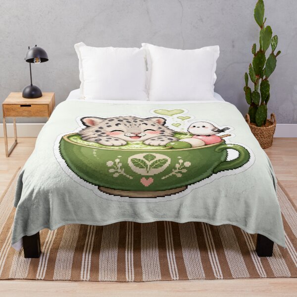 Item preview, Cozy Snow Leopard Matcha Cup Sticker designed and sold by CozyPixel-J.
