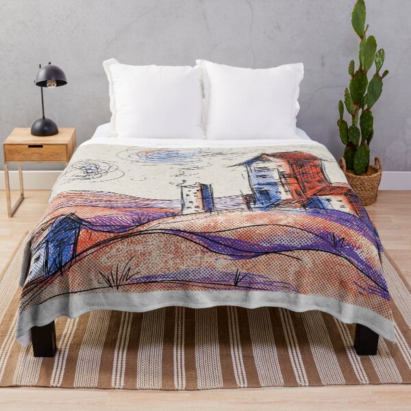 Item preview, Terracotta and Cobalt Abstract Landscape - Art49_Duotone_Hearth_Panorama designed and sold by Atillasanati.
