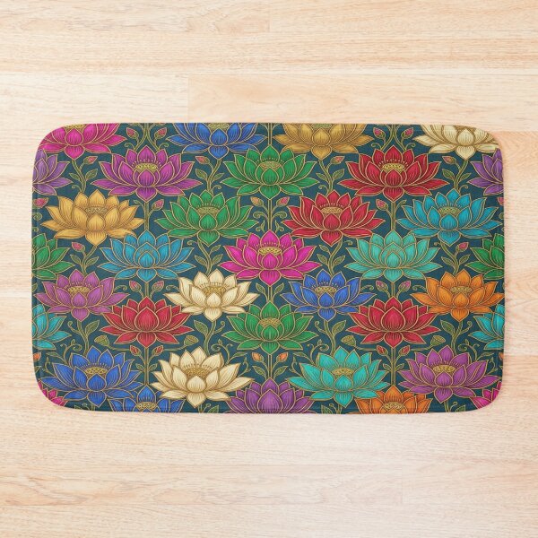 Item preview, Intricate Multi-Colored Interlocking Lotus Floral Pattern designed and sold by Solomon-Ent-144.