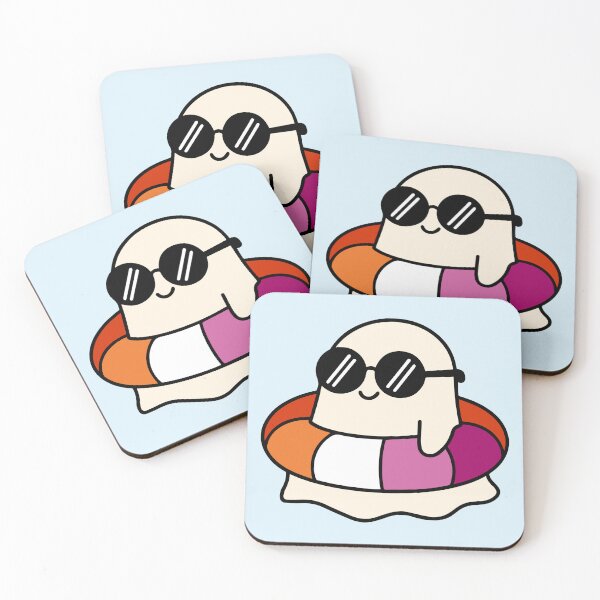 Item preview, Kawaii Lesbian Ghost on a Pool Float – Summerween Vibes designed and sold by Cannaxes Studio.