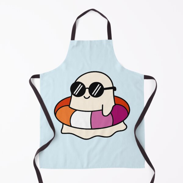 Item preview, Kawaii Lesbian Ghost on a Pool Float – Summerween Vibes designed and sold by Cannaxes Studio.