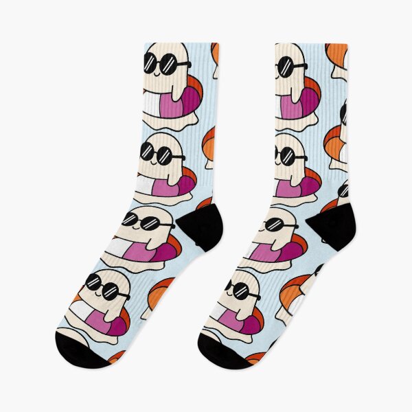 Item preview, Kawaii Lesbian Ghost on a Pool Float – Summerween Vibes designed and sold by Cannaxes Studio.