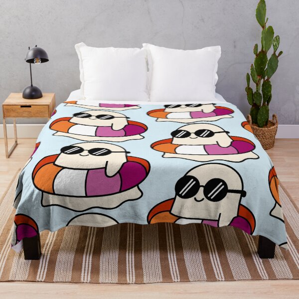 Item preview, Kawaii Lesbian Ghost on a Pool Float – Summerween Vibes designed and sold by Cannaxes Studio.