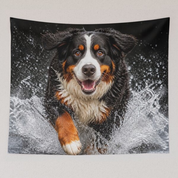Artikelvorschau, Majestätischer Berner Sennenhund beim Planschen entworfen und verkauft von Wags & Tails.