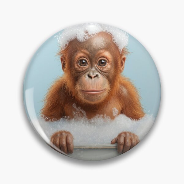 Item preview, Baby Orangutan Bubble Bath Cute Nursery Bathroom Wall Art designed and sold by LazyOwlStore.