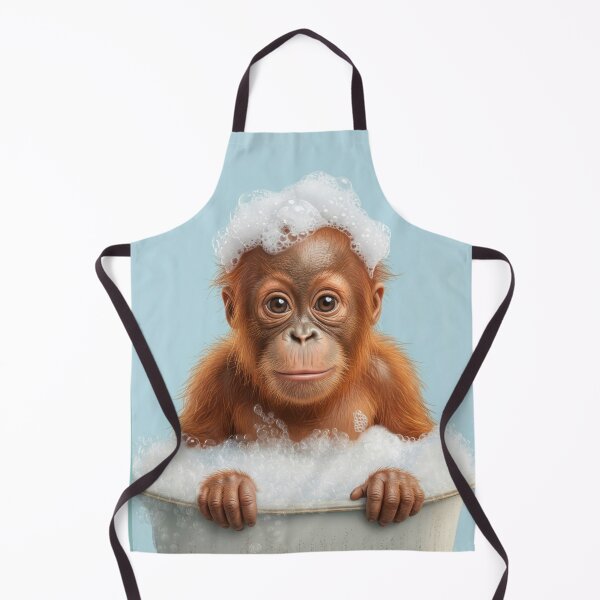 Item preview, Baby Orangutan Bubble Bath Cute Nursery Bathroom Wall Art designed and sold by LazyOwlStore.