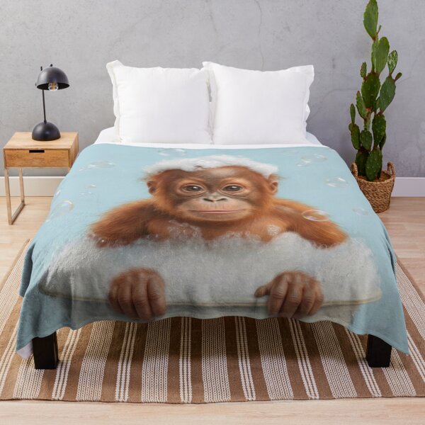 Item preview, Baby Orangutan Bubble Bath Cute Nursery Bathroom Wall Art designed and sold by LazyOwlStore.