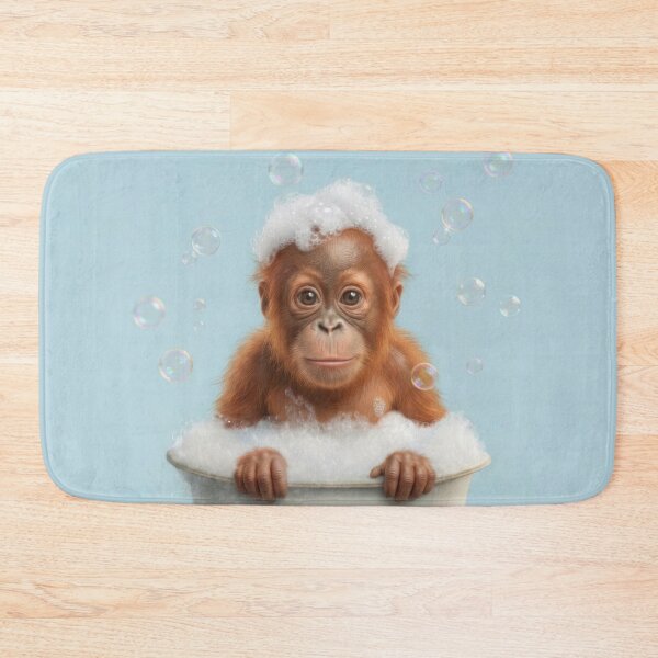 Item preview, Baby Orangutan Bubble Bath Cute Nursery Bathroom Wall Art designed and sold by LazyOwlStore.