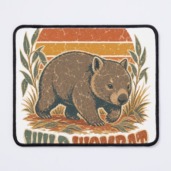 Item preview, Wombat in the Eucalyptus Scrub Sun Faded Retro Art designed and sold by VisualArtsOasis.