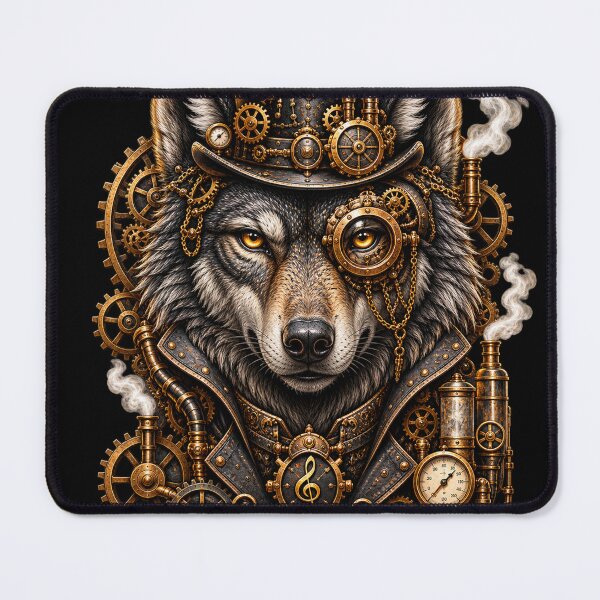 Item preview, Steampunk Wolf T-Shirt Design – Mechanical Cyber Wolf with Gears, Top Hat & Clockwork designed and sold by NightshadeWolfs.