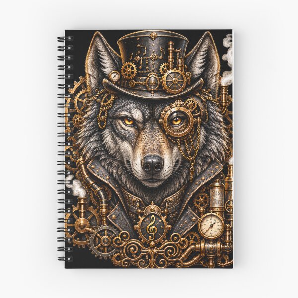 Item preview, Steampunk Wolf T-Shirt Design – Mechanical Cyber Wolf with Gears, Top Hat & Clockwork designed and sold by NightshadeWolfs.