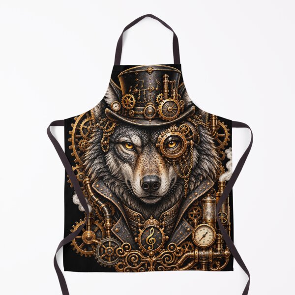 Item preview, Steampunk Wolf T-Shirt Design – Mechanical Cyber Wolf with Gears, Top Hat & Clockwork designed and sold by NightshadeWolfs.