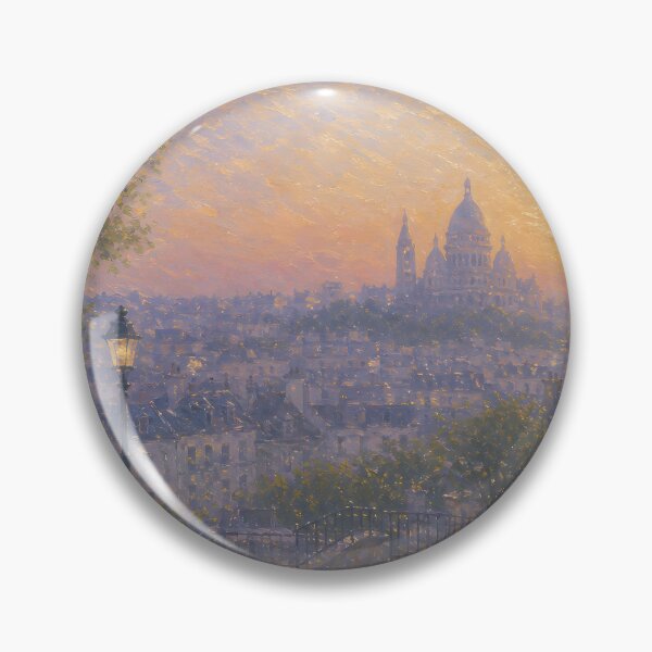 Item preview, Paris Montmartre Impressionist Sunset Landscape Art designed and sold by Wandered North.