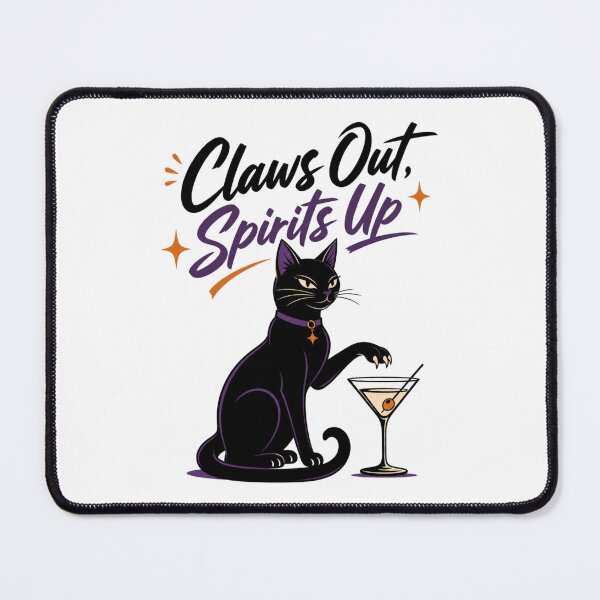 Item preview, Claws Out Spirits Up Shirt, Comfort Colors® Black Cat Cocktail Tee, Funny Halloween Bar Pun Graphic designed and sold by TshirtsLabs.