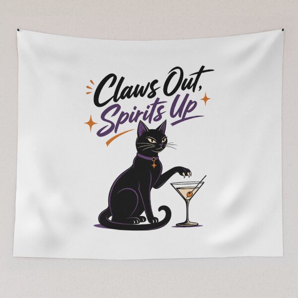 Item preview, Claws Out Spirits Up Shirt, Comfort Colors® Black Cat Cocktail Tee, Funny Halloween Bar Pun Graphic designed and sold by TshirtsLabs.