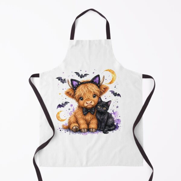 Item preview, Cute Highland Cow with Black Cat Moon Halloween designed and sold by Timeless Bond Designs.