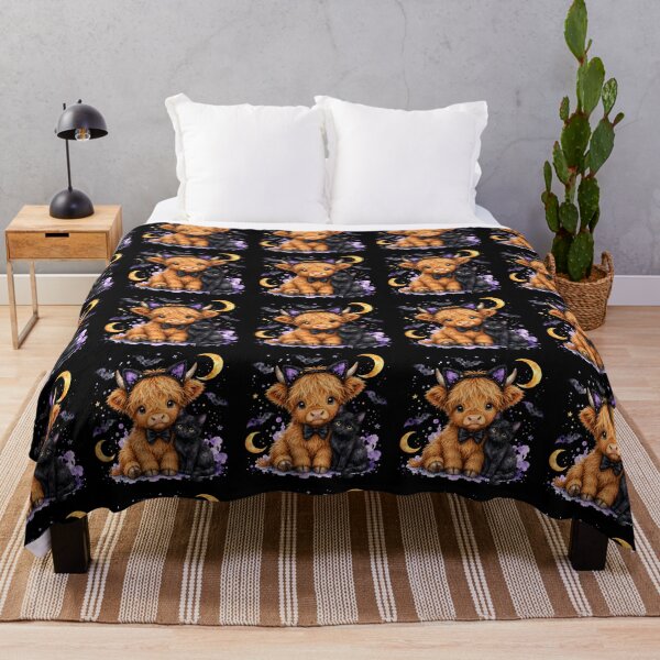 Item preview, Cute Highland Cow with Black Cat Moon Halloween designed and sold by Timeless Bond Designs.