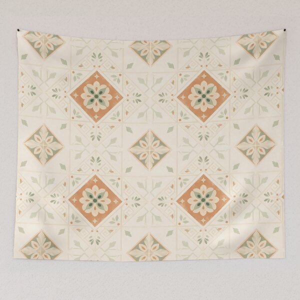Item preview, Mediterranean Floral Tile Pattern Spanish Azulejo Print designed and sold by oceanys.