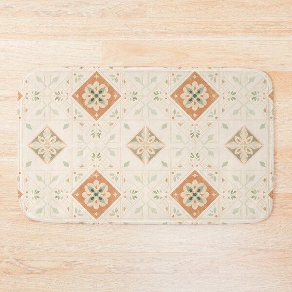 Item preview, Mediterranean Floral Tile Pattern Spanish Azulejo Print designed and sold by oceanys.
