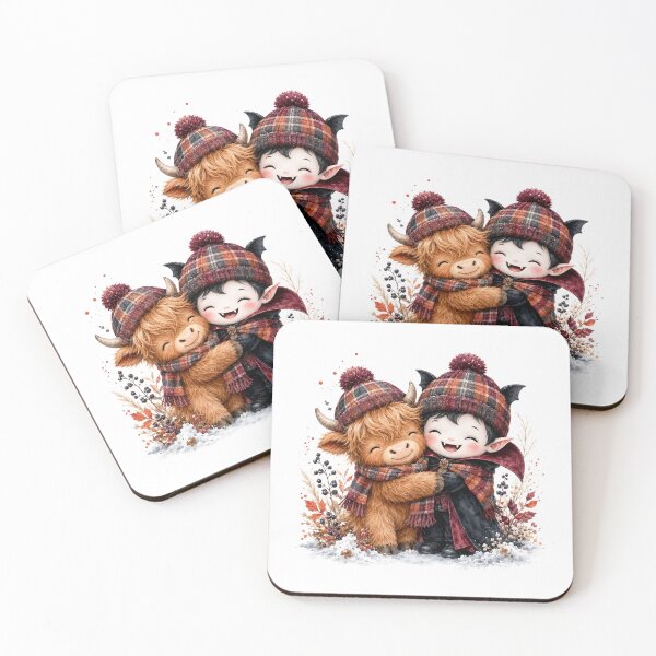 Item preview, Cute Highland Cow Witch Couple Spooky Halloween designed and sold by Timeless Bond Designs.