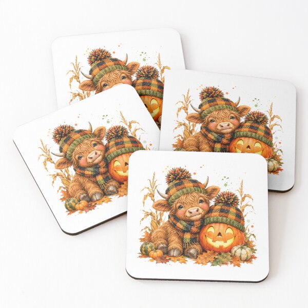 Item preview, Highland Cow with Pumpkins Autumn Harvest Halloween designed and sold by Timeless Bond Designs.