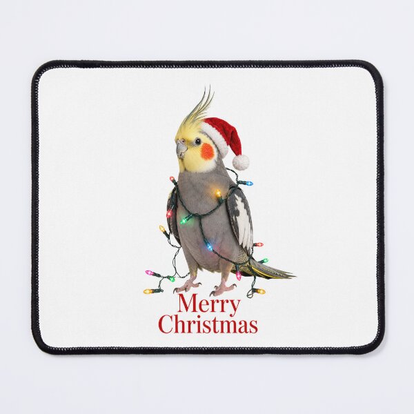 Item preview, Christmas Cockatiel – Merry Christmas Bird with Santa Hat & Christmas Lights designed and sold by SVALANART.