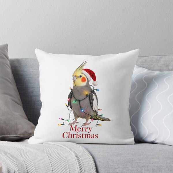 Item preview, Christmas Cockatiel – Merry Christmas Bird with Santa Hat & Christmas Lights designed and sold by SVALANART.