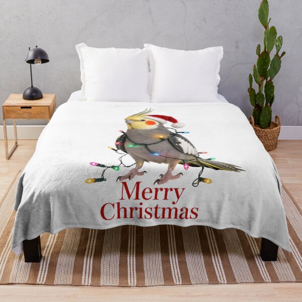 Item preview, Christmas Cockatiel – Merry Christmas Bird with Santa Hat & Christmas Lights designed and sold by SVALANART.