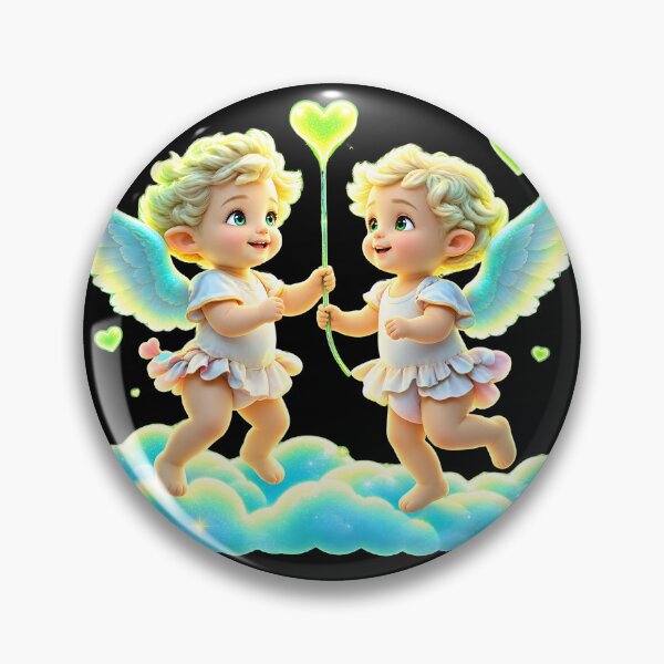 Item preview, Adorable Cherub Angels with Heart Balloon designed and sold by MagicCrystal.
