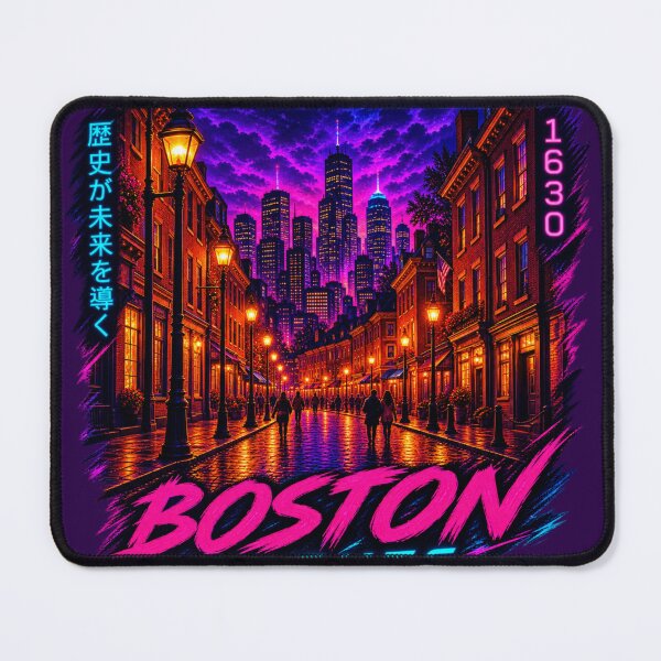 Item preview, Boston Nights Neon Cityscape designed and sold by Houldi.
