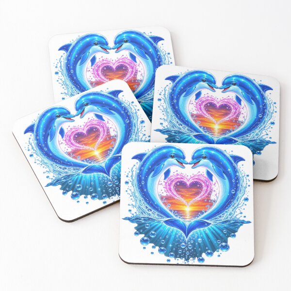 Item preview, Romantic Dolphins Heart Ocean Sunset designed and sold by MagicCrystal.