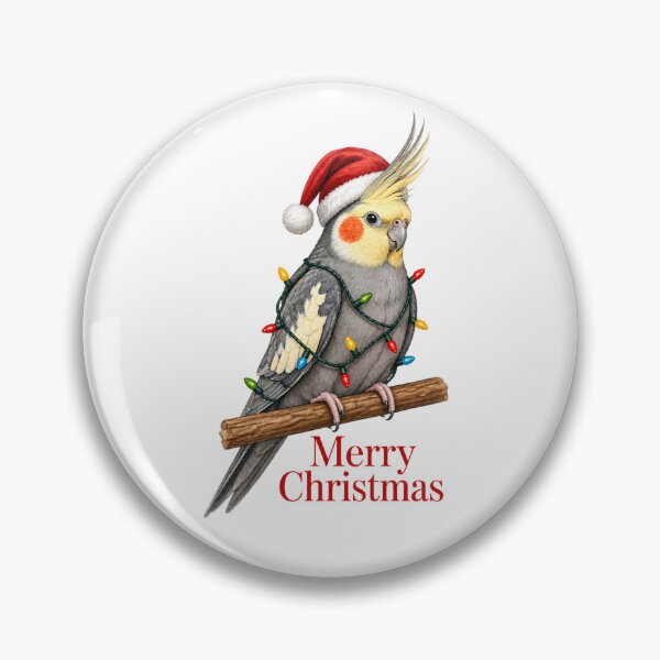 Item preview, Merry Christmas Cockatiel – Cute Holiday Bird on Branch with Christmas Lights designed and sold by SVALANART.