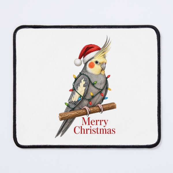 Item preview, Merry Christmas Cockatiel – Cute Holiday Bird on Branch with Christmas Lights designed and sold by SVALANART.