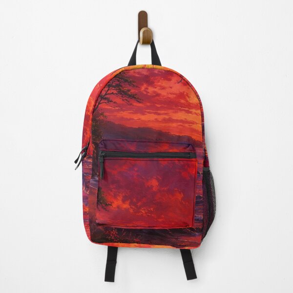 Item preview, Crimson Ocean Sunset – Dramatic Fiery Red Coastal Landscape Art designed and sold by Joey Santiago.