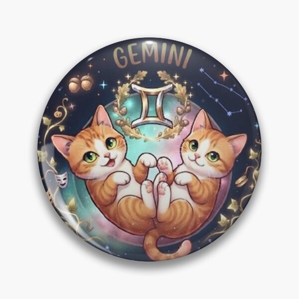Item preview, Gemini Cute Twin Orange Cats Zodiac Astrology Cosmic designed and sold by PetalsPaws.
