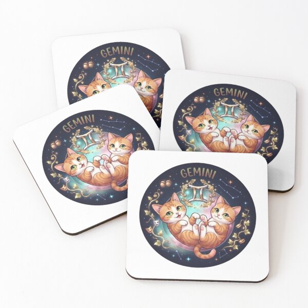 Item preview, Gemini Cute Twin Orange Cats Zodiac Astrology Cosmic designed and sold by PetalsPaws.