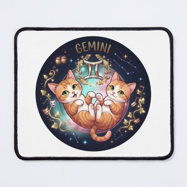 Item preview, Gemini Cute Twin Orange Cats Zodiac Astrology Cosmic designed and sold by PetalsPaws.