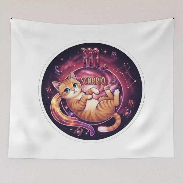 Item preview, Scorpio Cute Orange Cat Zodiac Astrology Cosmic designed and sold by PetalsPaws.