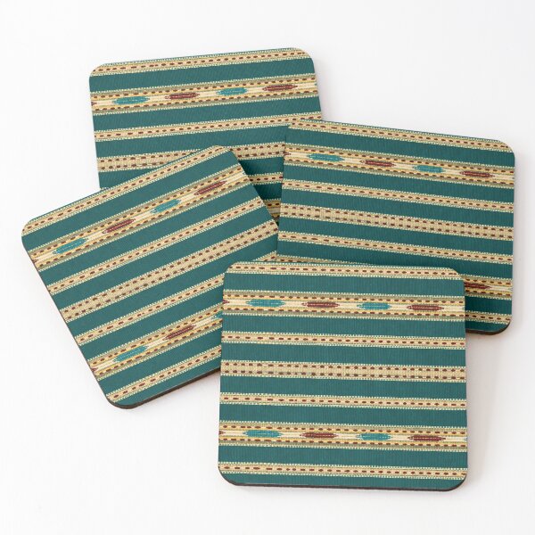 Item preview, Emerald Folk Stripe Pattern designed and sold by DansCreations42.