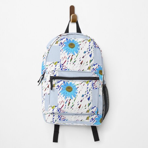 Item preview, Cyan Blue Daisy Flower on Abstract Scribble Pattern designed and sold by BalkanBloomArt.