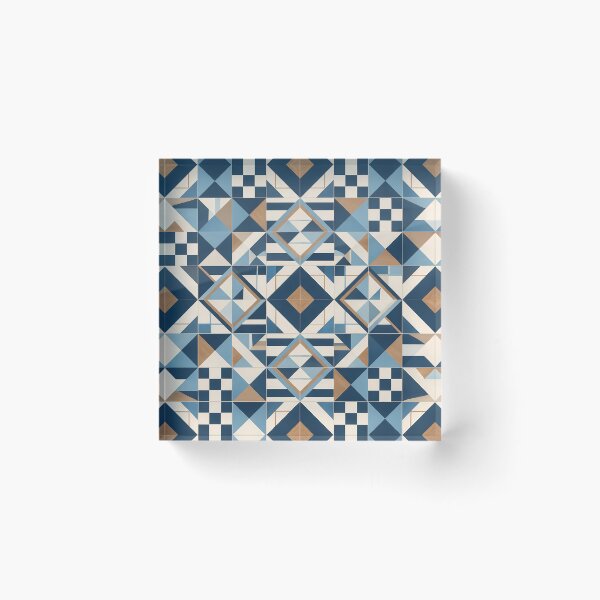 Item preview, Mediterranean Geometric Tile Pattern Blue Terracotta designed and sold by oceanys.