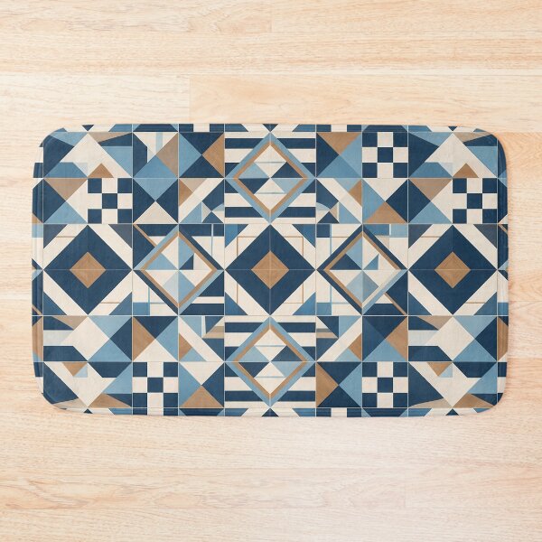 Item preview, Mediterranean Geometric Tile Pattern Blue Terracotta designed and sold by oceanys.