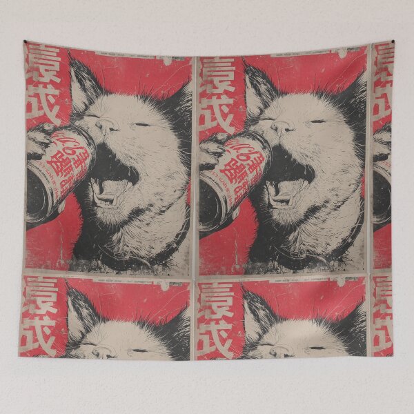 Item preview, Vintage Japanese Punk Cat Drinking Soda designed and sold by obstinator.