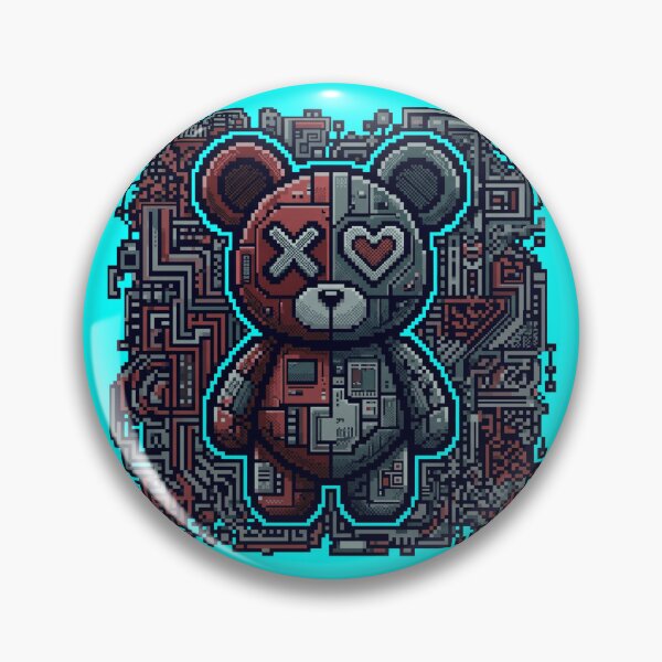 Item preview, Cyberpunk Pixel Robot Bear designed and sold by MarCinu Art.