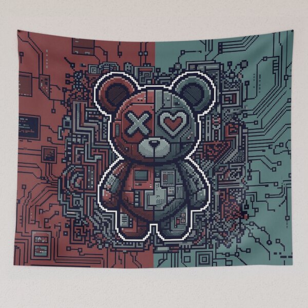 Item preview, Cyberpunk Pixel Robot Bear designed and sold by MarCinu Art.