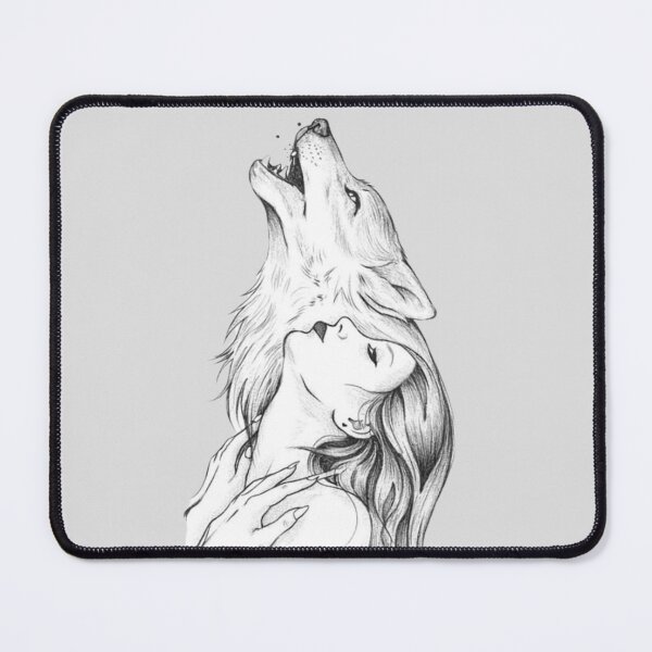 Item preview, Howling Wolf and Girl – Mystical Moonlight Wilderness Animal Illustration designed and sold by RajDeals.