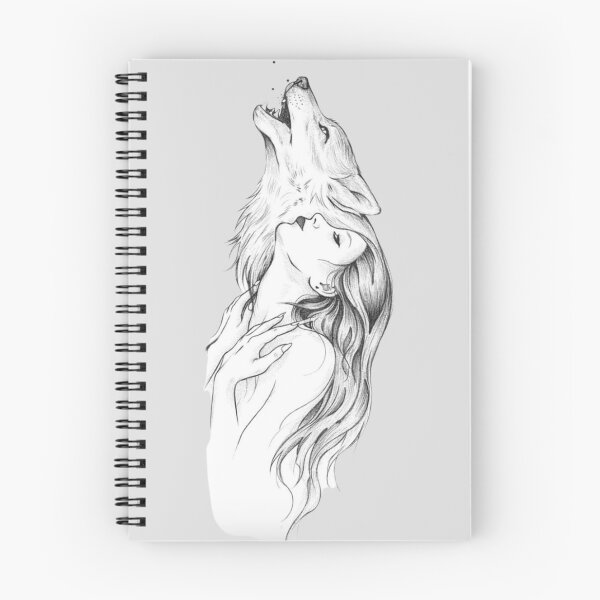 Item preview, Howling Wolf and Girl – Mystical Moonlight Wilderness Animal Illustration designed and sold by RajDeals.