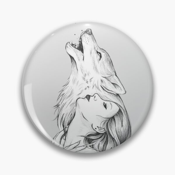 Item preview, Howling Wolf and Girl – Mystical Moonlight Wilderness Animal Illustration designed and sold by RajDeals.